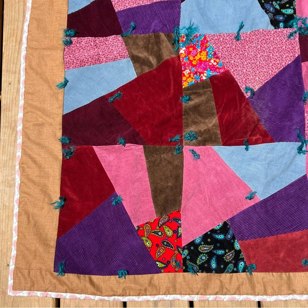 Hand crafted corduroy/velvet patchwork quilt